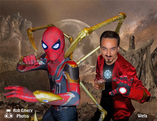 Spiderman and Tony Stark on planet Titan